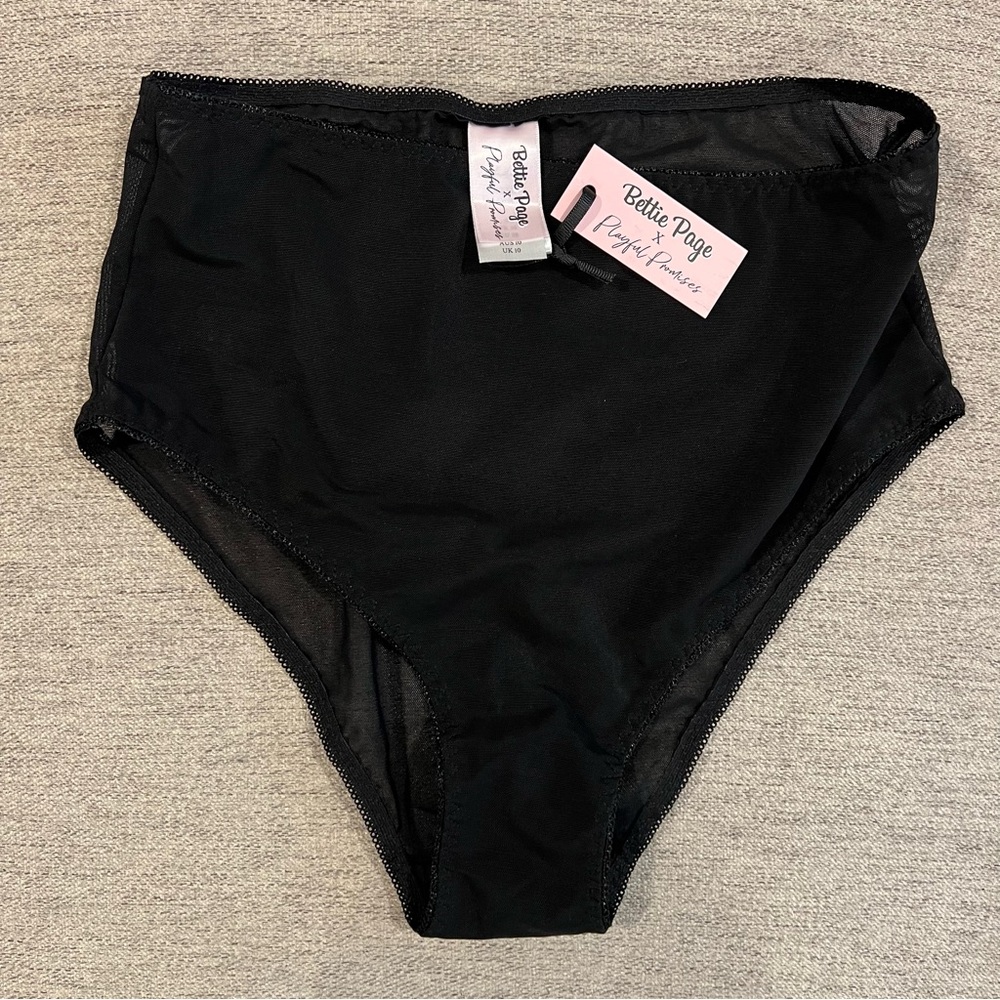 Bettie Page High Waisted Classic Mesh Brief Panty from Playful Promises